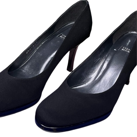 Stuart Weitzman vtg Black Suede and leather high heels🔥 size woman’s 7 B - Picture 6 of 9